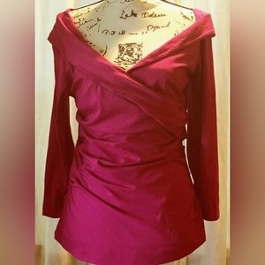 DVF Off The Shoulder Faux Wrap Top L